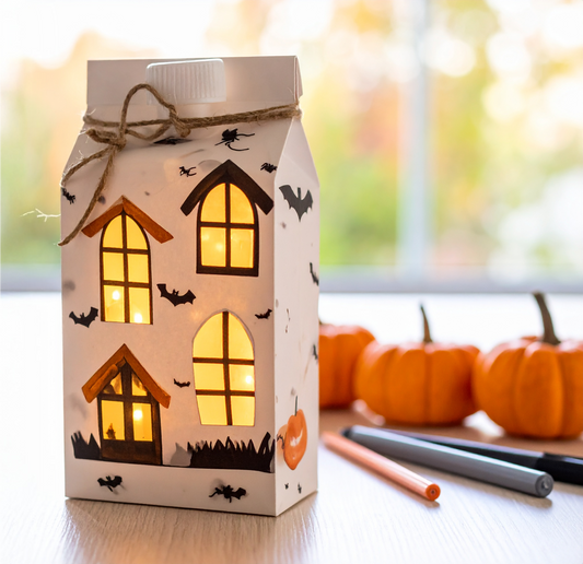 🎃Halloweenpyssel: Mysigt spökhus av tetraförpackning!🕯️
